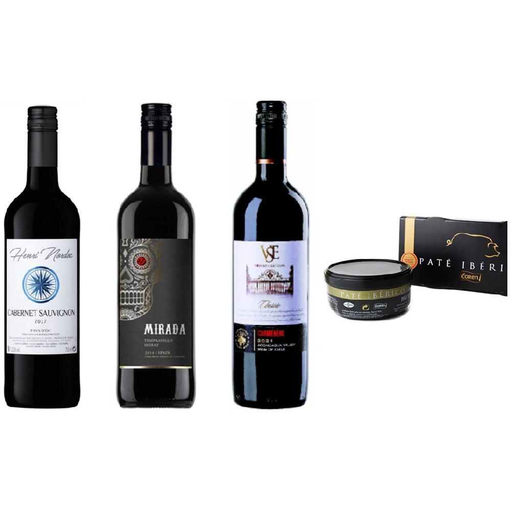 レバーパテに合わせる 世界3ヶ国のワイン飲み比べ【3本+1個】