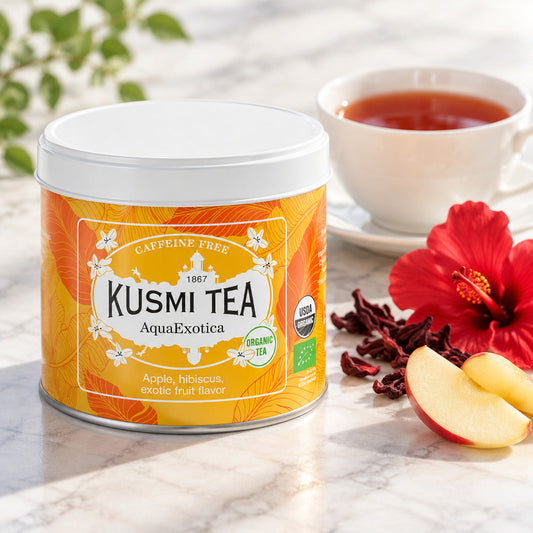 【食品ロス削減・賞味期限（2026年11月）】KUSMI TEA　アクアエグゾティカ ハーブティー（缶）【100g】