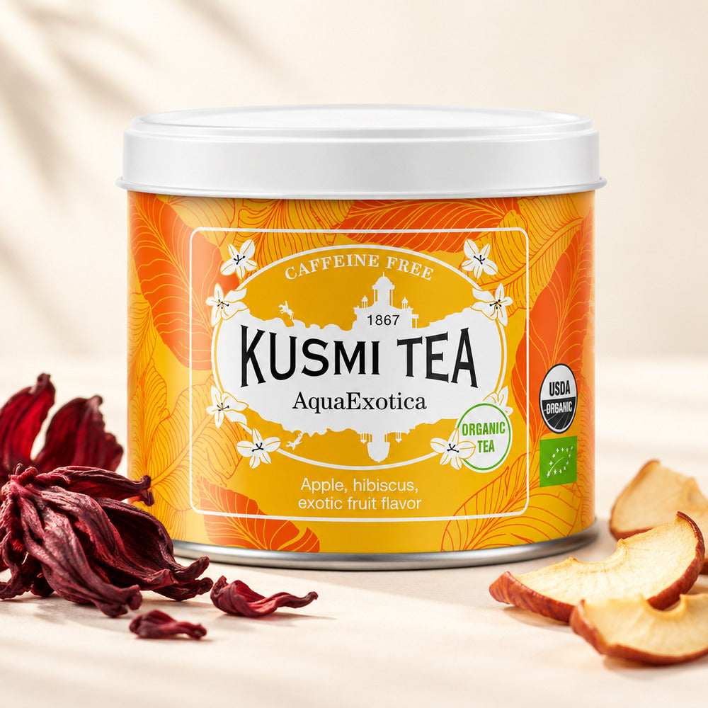【食品ロス削減・賞味期限（2026年11月）】KUSMI TEA　アクアエグゾティカ ハーブティー（缶）【100g】