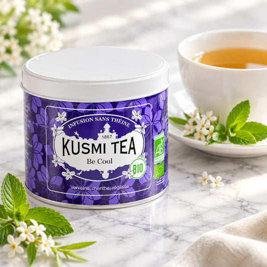 【食品ロス削減・賞味期限（2026年11月）】KUSMI TEA　ビークール ハーブティー（缶）【100g】