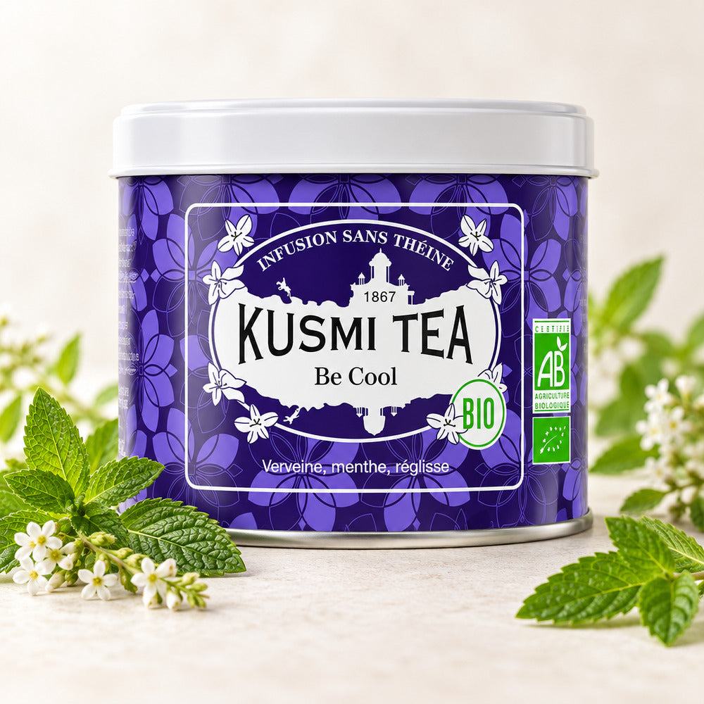 【食品ロス削減・賞味期限（2026年11月）】KUSMI TEA　ビークール ハーブティー（缶）【100g】