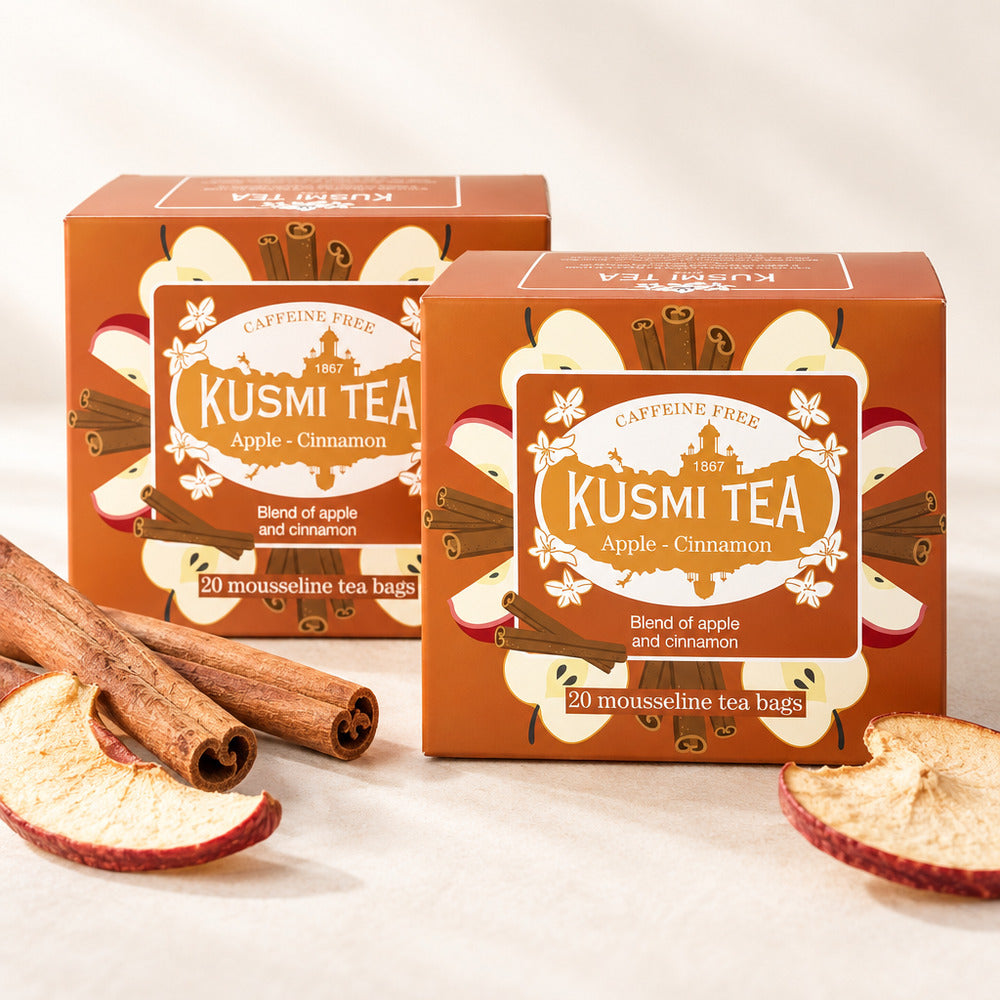 【食品ロス削減・賞味期限（2026年12月）】KUSMI TEA　アップルシナモン ハーブティー ティーバッグ【20包×2箱】