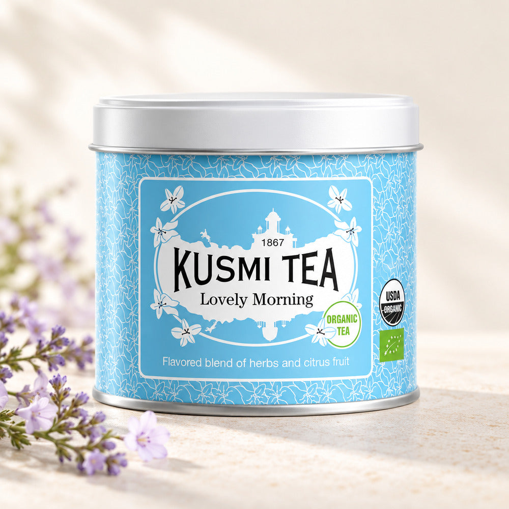 【食品ロス削減・賞味期限（2026年10月）】KUSMI TEA　ラブリーモーニング ハーブティー（缶）【100g】