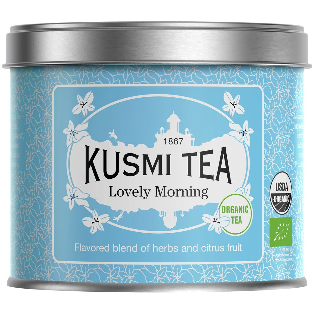 【食品ロス削減・賞味期限（2026年10月）】KUSMI TEA　ラブリーモーニング ハーブティー（缶）【100g】