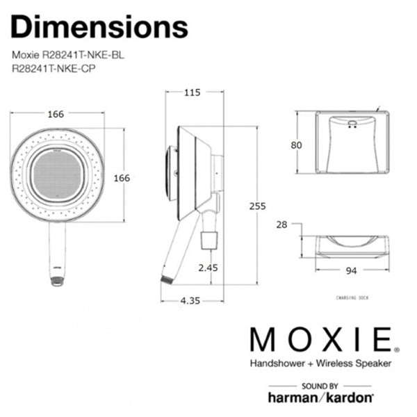 MOXIE　モクシー ワイヤレススピーカー付シャワーヘッド(ポリッシュドクローム)