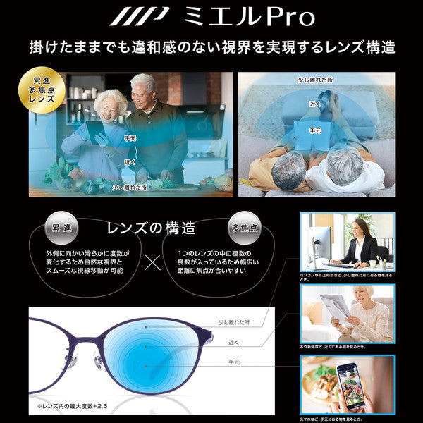ミエルPro［累進多焦点シニアグラス］UW001-TO(ベッコウ)