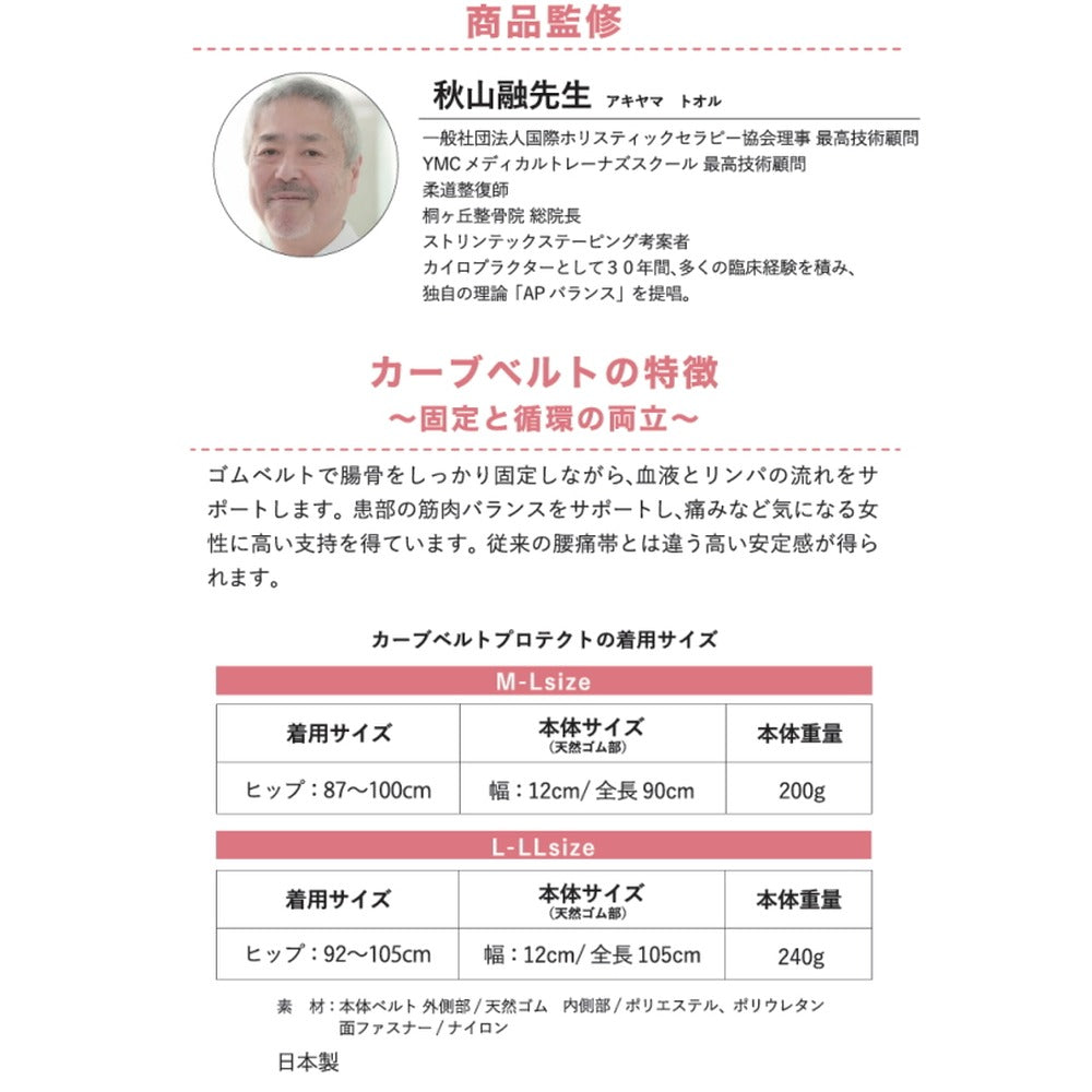 辻希美 プロデュース 骨盤バンド カーブルベルト プロテクト 【M-L】