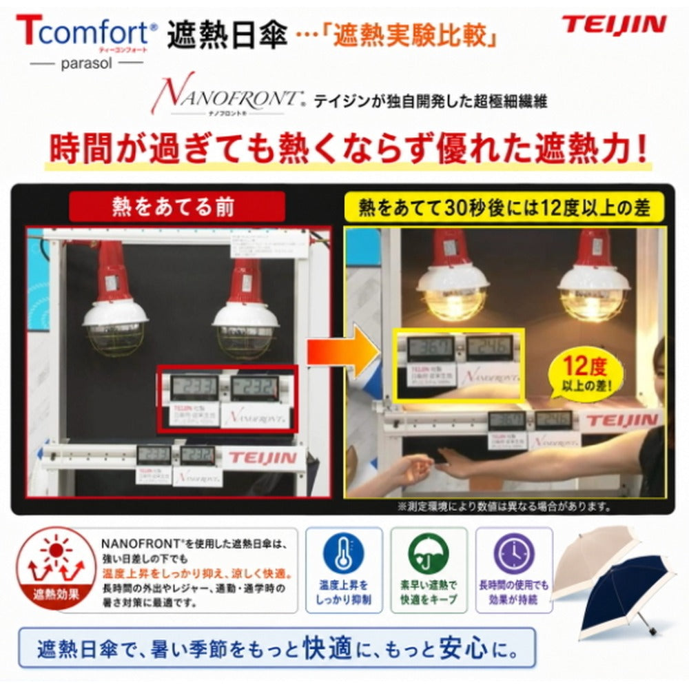 テイジン T-comfort　晴雨／男女兼用遮熱パラソル【ネイビー】