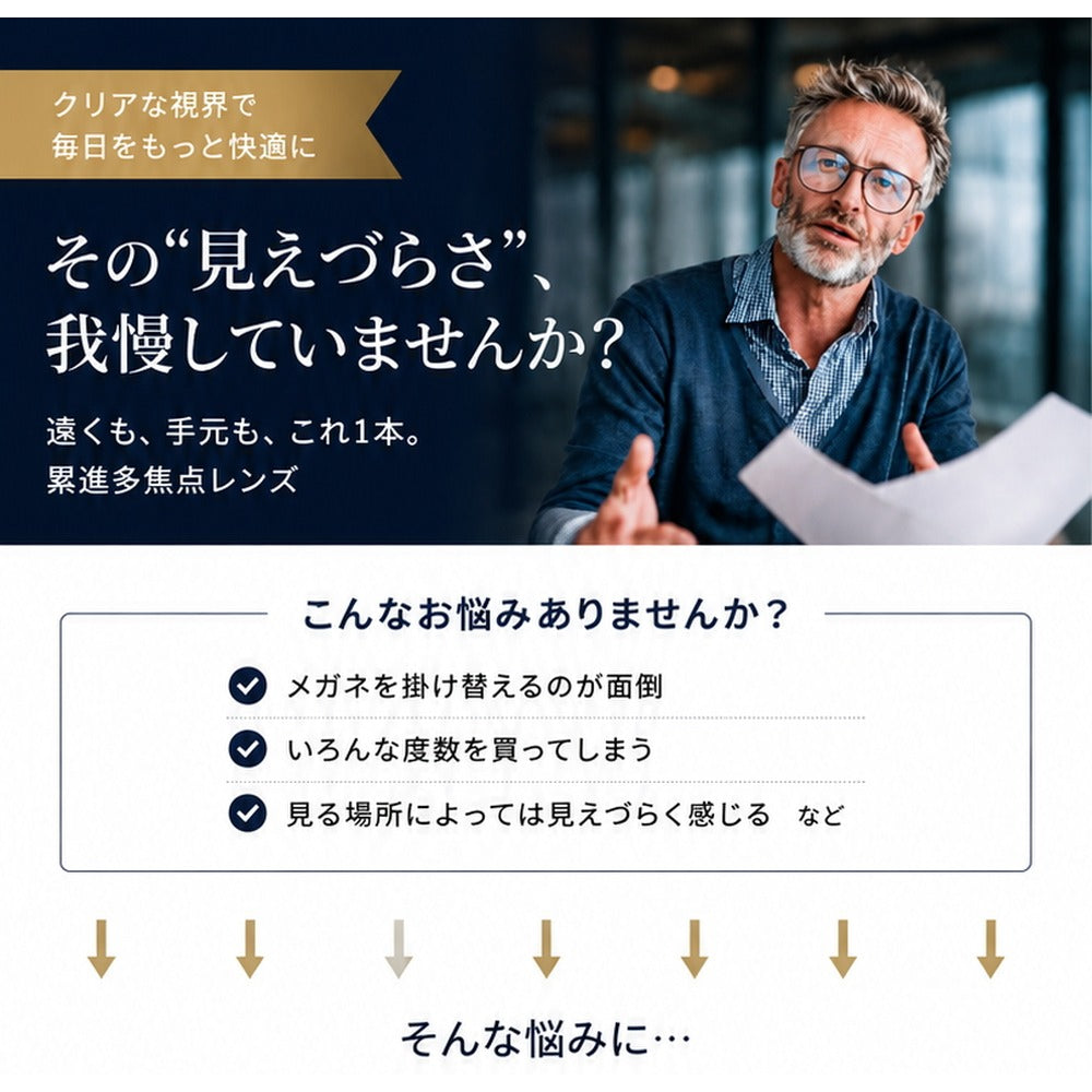 累進多焦点シニアグラス ビューフリーグラス 【モカブラウン／弱度 ＋0.00～＋1.50】