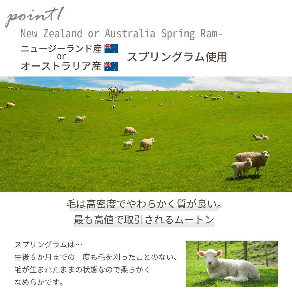 洗える 長毛 ムートンラグ 2匹サイズ グレージュ