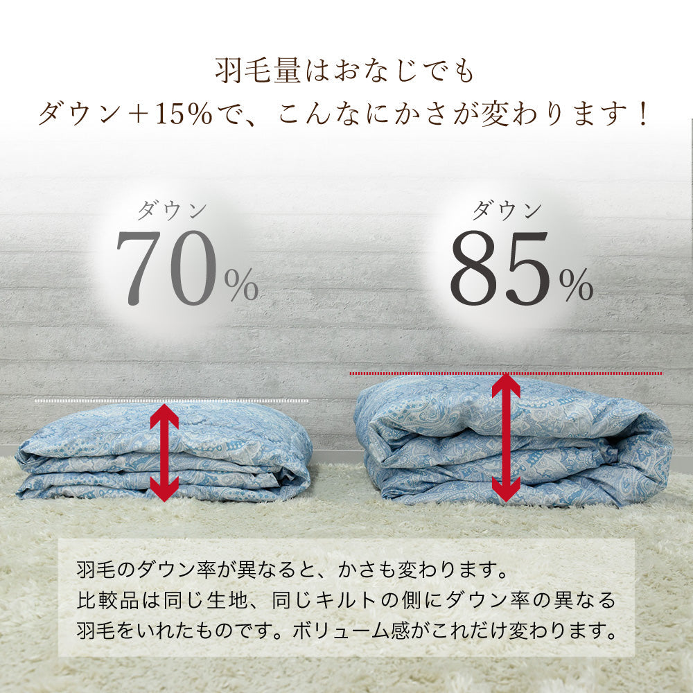 ハンガリー産ホワイトダックダウン85％ 羽毛肌掛け布団 ダブル ピンク