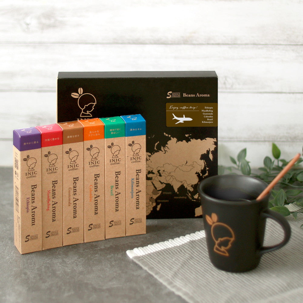 【ギフトカード】INIC coffee　ドリップドコーヒーパウダー　ビーンズアロマ　3本入り６種アソートギフト