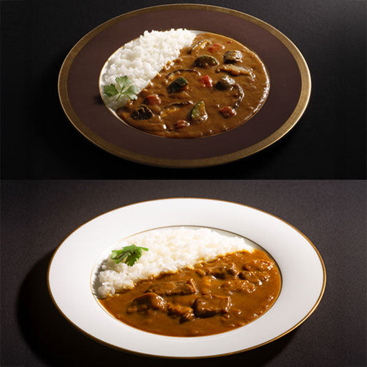 巨匠・名店シェフのカレーセット（フレンチシェフの深みビーフカレー、イタリアンベジタブルカレー）