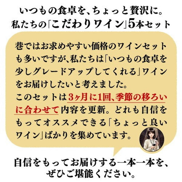自信を持っておすすめする ワイン上級者も満足！赤ワイン5本セット【クール便】